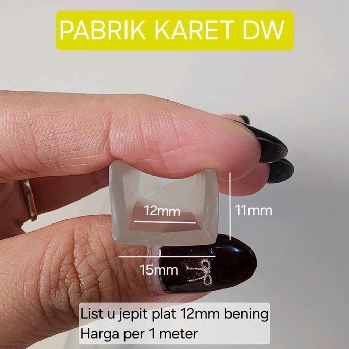 Karet U jepit kaca 12 mm karet lis U jepit plat 12mm meteran BENING TRANSPARAN
