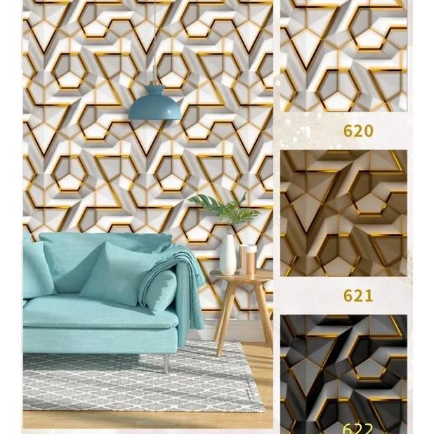 DISKON WALLPAPER DINDING MOTIF BATAKO HITAM ABU KUNING 45CM X 7/8M