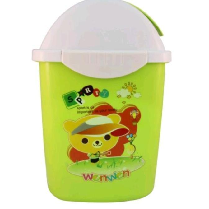 Tempat sampah segi tutup lucky bird L-723 Bahan plastik tebal murah