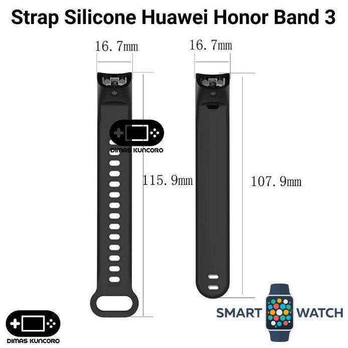 Strap Silicone Huawei Honor Band 3 Silikon Tali Jam Rubber Smartwatch
