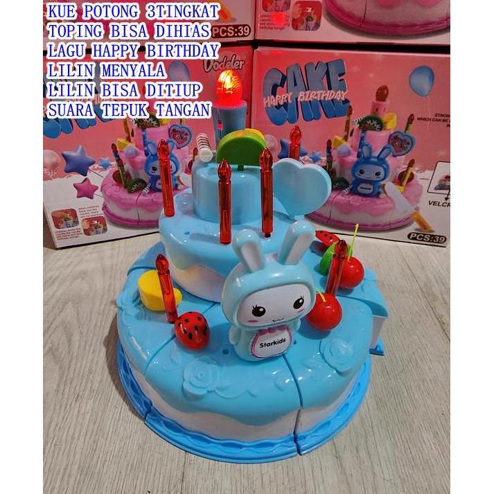 MAINAN KUE ULANG TAHUN 3TINGKAT TIUP LILIN BIRTHDAY CAKE