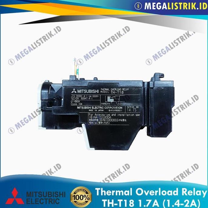Murah Mitsubishi Th-T18 1.7A ( 1.4-2A ) / Thermal Overload Relay Tht18 1.7 Ampere