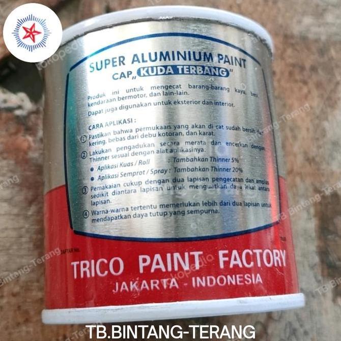 CAT MINYAK KAYU BESI SILVER PERAK KUDA TERBANG 0.1 LITER KALENG KECIL