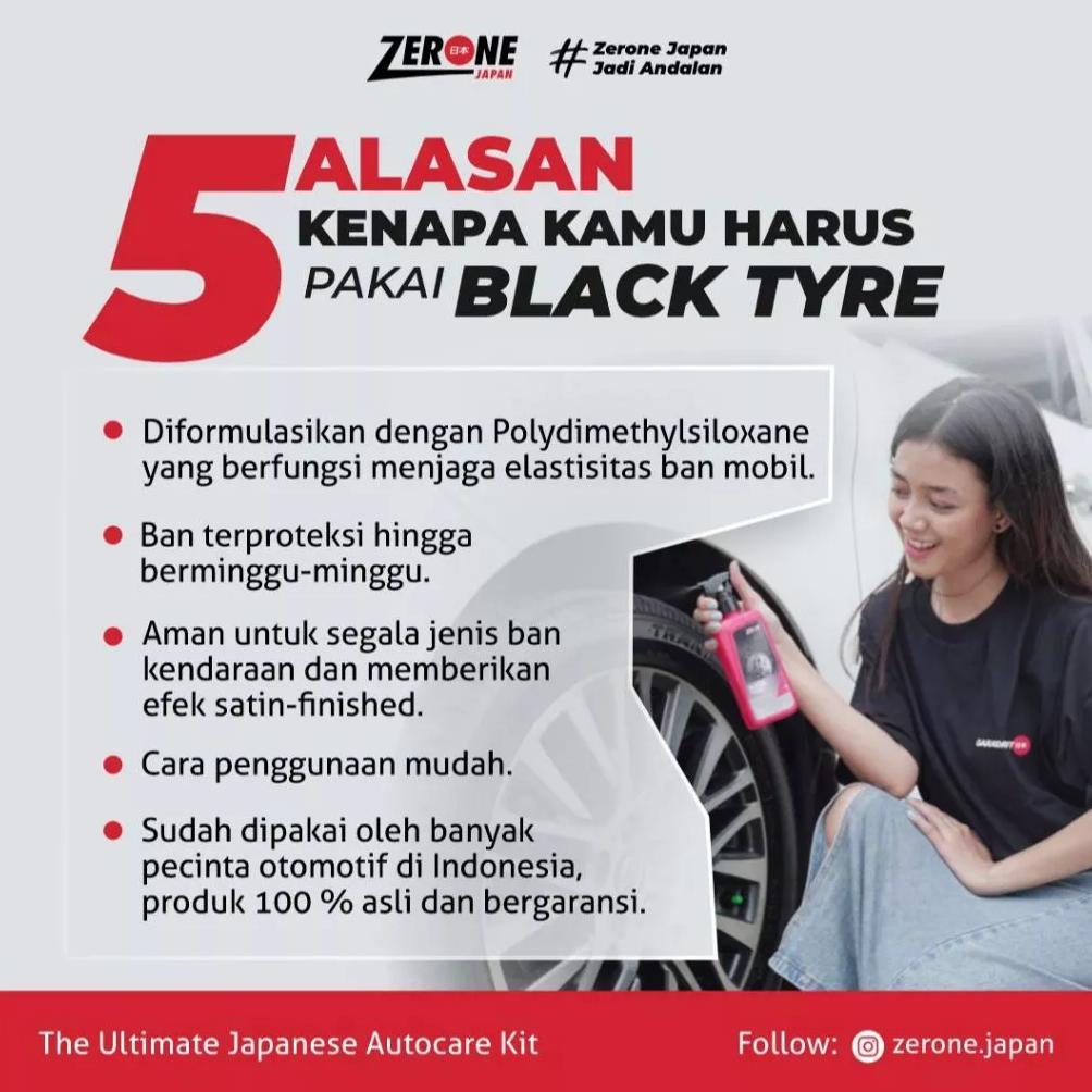 Cuci Gudang  Zerone Black Tyre 255 Ml -  Semir Ban Mobil - Semir Ban Motor - Penghitam Ban Mobil - P