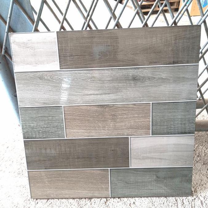 KERAMIK LANTAI 50X50 GLOSSY- MOTIF BATA HIJAU ABU MINIMALIS-KOBIN KW 1