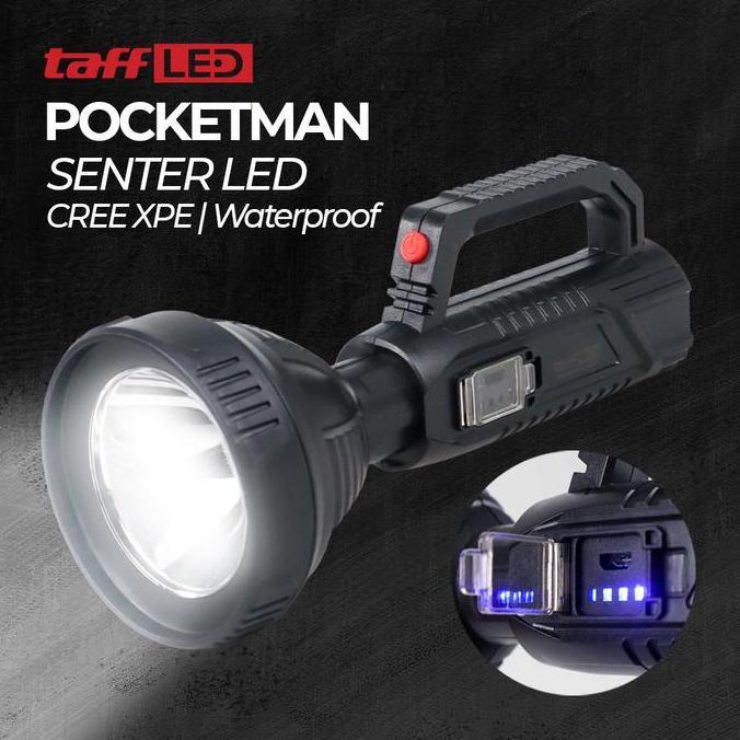 Pocketman Senter LED Flashlight Waterproof USB Rechargeable Cree