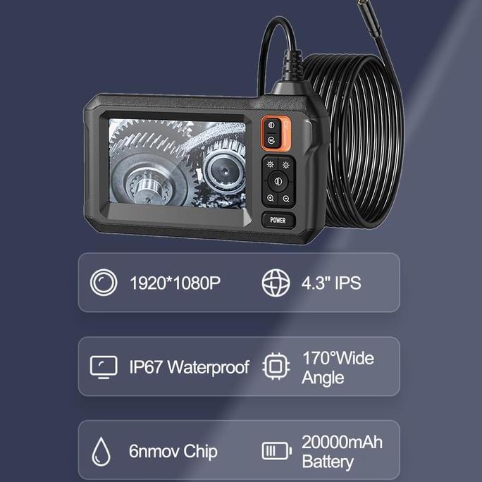 Promo Borescope Hd Industrial Inspection Endoscope Camera Rechargeable Lcd Layar Monitor 4.3 Inch Ka