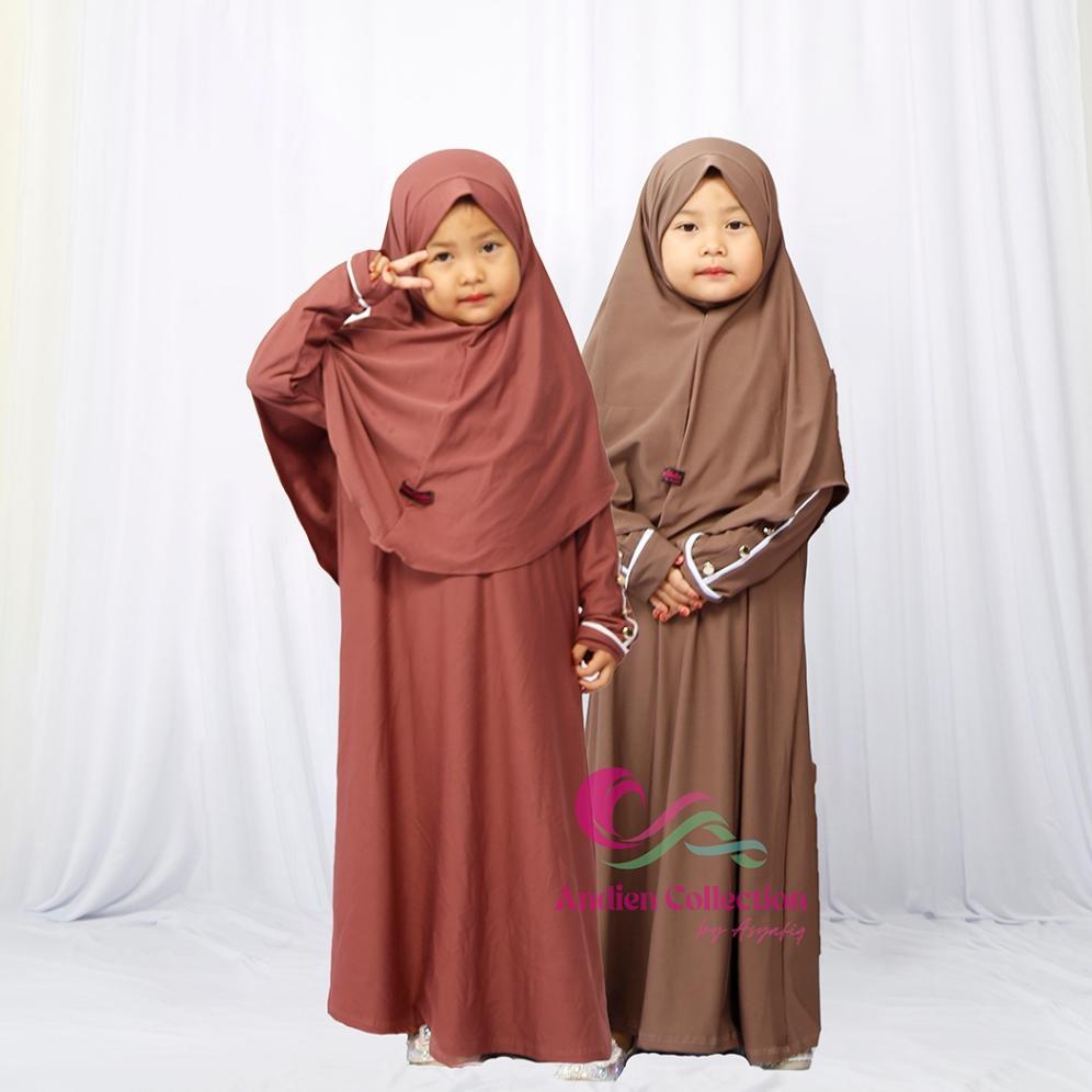 Cuci Gudang Set Gamis Anak Marwah Dengan Jilbab Ukuran M-L-Xl - Baju Gamis Muslim Anak