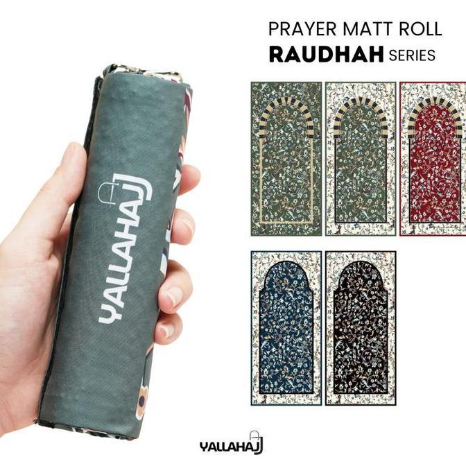 Yallahajj Sajadah Travel Premium Lipat/Gulung Motif Raudhah Bahan Waterproof Lapis Anti Slip Souveni