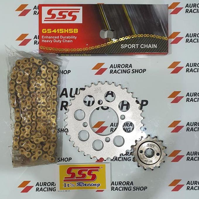 GEAR SET SSS 415 SUPRA X 100 / GRAND / SUPRA FIT LAMA /  LEGENDA / ASTREA / WIN & RANTAI SSS 415 HSB