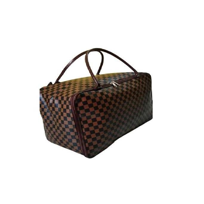 HEMAT LUAR BIASA Travel Bag Jumbo catur coklat  Wanita Kulit PU Tas Lipat Kanvas Duffel/Weekender Mu