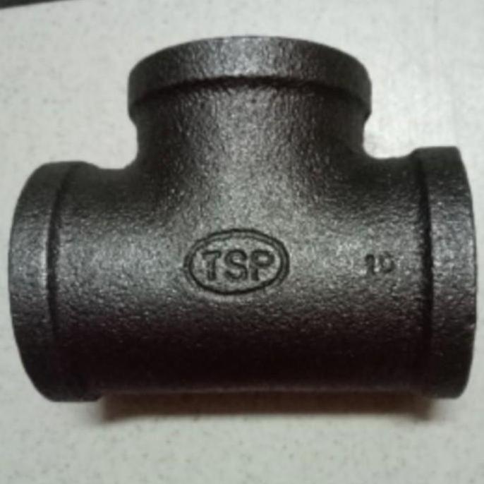 TEE T CABANG 3 DRAT MERK TSP BLACKSTEEL BS BESI HITAM 1" INCH