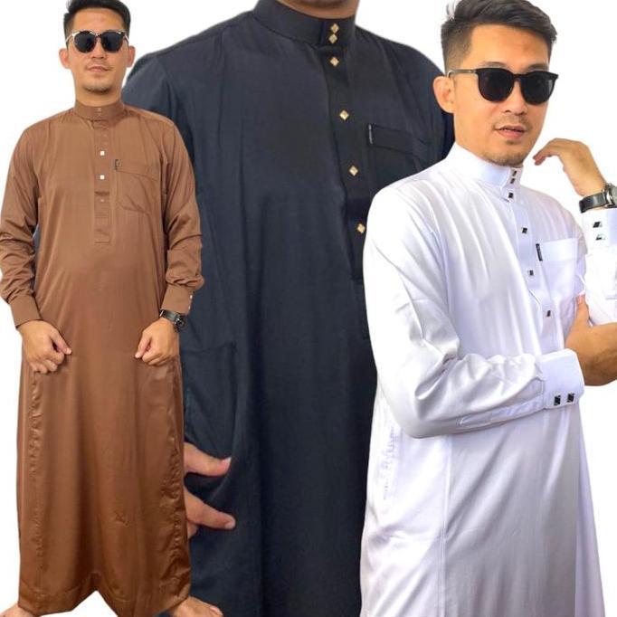 Grade Ori Jubah Gamis Slimfit Pria Muslim Dewasa Tesla Jubah Santri Lengan Panjang Manset Bahan Katu