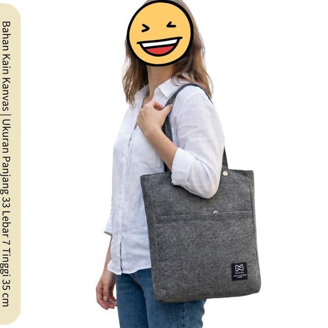 OOTD PRODUK BARU TAS WANITA REMAJA TOTEBAG KANVAS GONI KANTONG DEPAN Kanvas OOTD