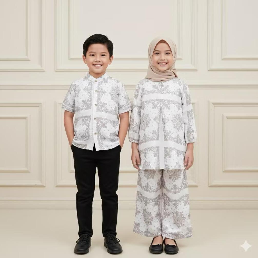 Terbaru Alika Set Tunik & Baju Koko Anak Motif Lebaran 2026/Set Couple Baju Anak Terlaris
