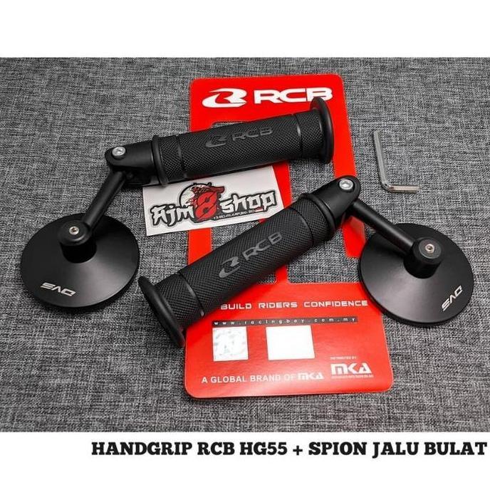 Handgrip RCB Original HG 55 + Spion Jalu Bulat Handgrip RCB Spion Jalu Cembung Universal Motor Spion