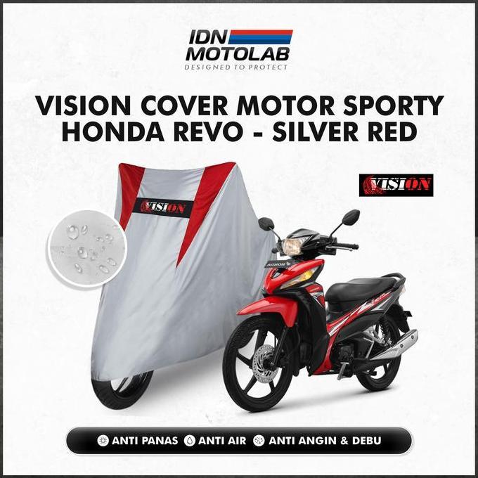 Cover Motor Selimut/Sarung Mantel Motor Revo Vision Silver Merah
