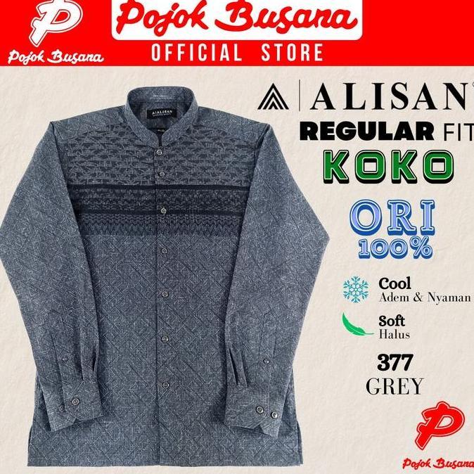 Pojok Busana Kemeja Alisan Kerah Koko/Shanghai - Atasan Baju Koko Pria Fashion Muslim