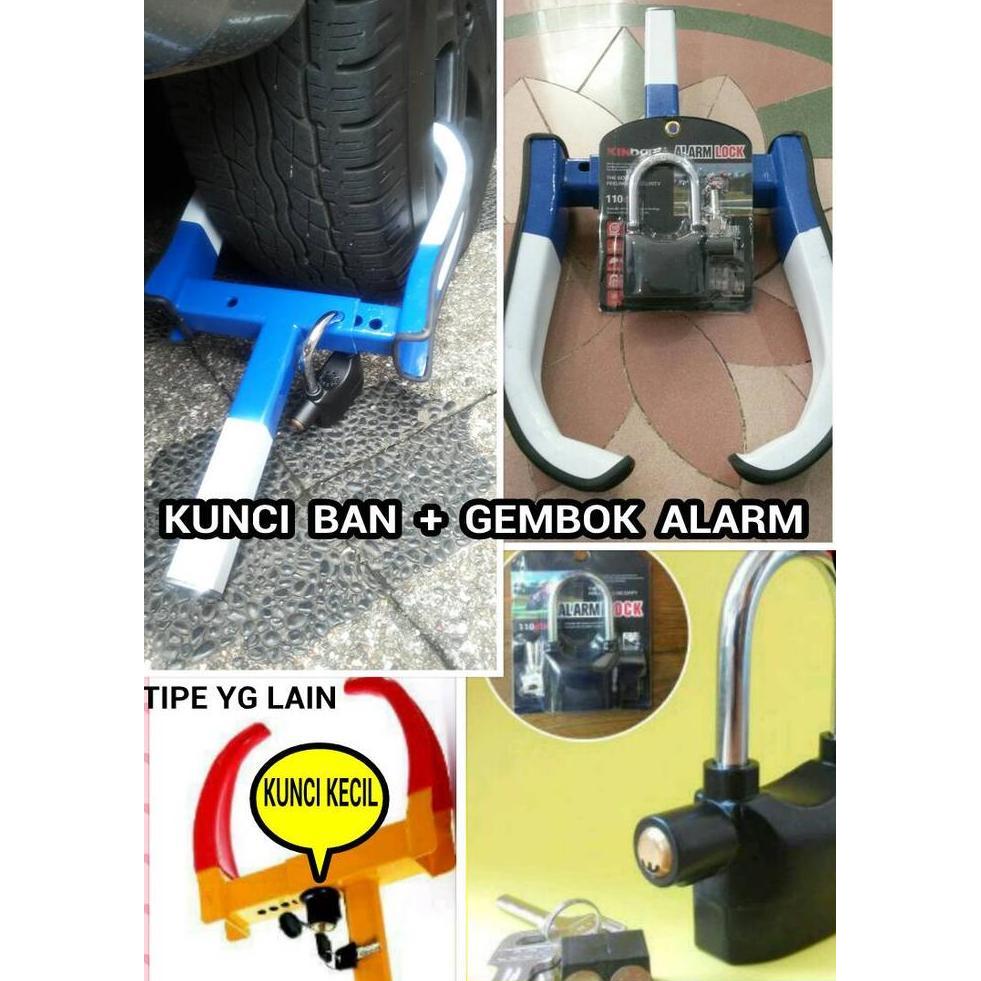 Kunci Ban + Gembok Alarm Mobil. Anti Maling Ready