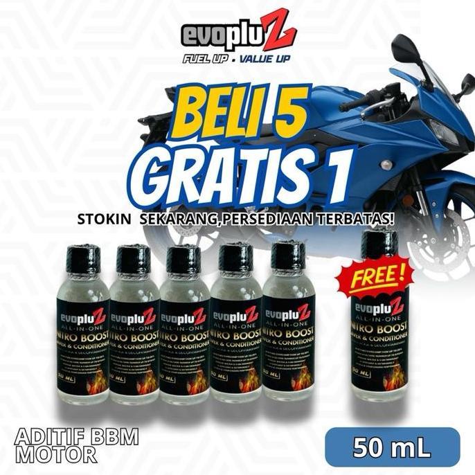 New- Paket Promo Evopluz Nitro Boost Motor | Beli 5 Gratis 1 | Anti Etanol + Decontaminant | Penghem