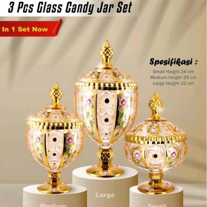 Termurah / Hot Sale Toples Fiorenza Toples Piala Toples 3 Pcs Kaca Mewah
