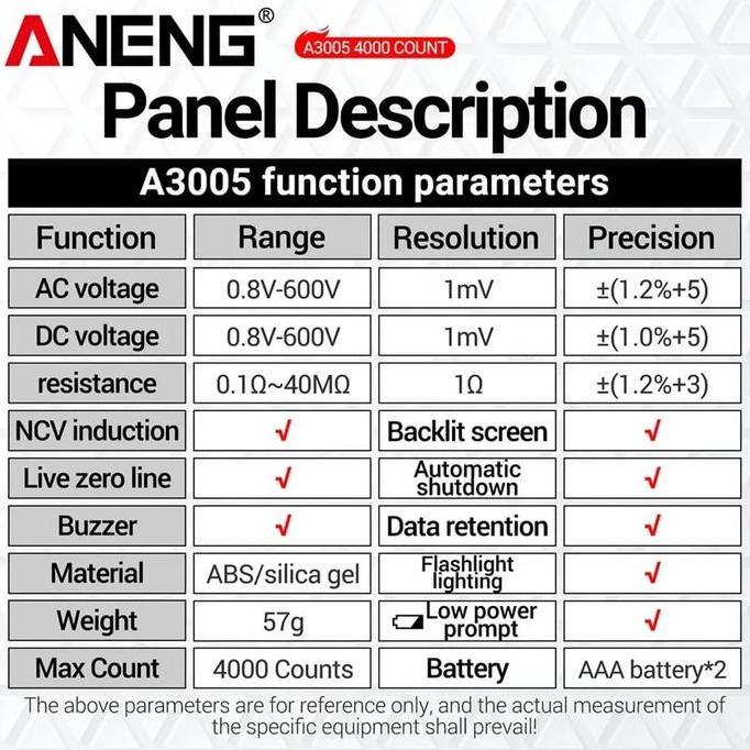 TERMURAH - A3005 pro digital smart multimeter test pen non contact tespen induksi alat ukur tegangan