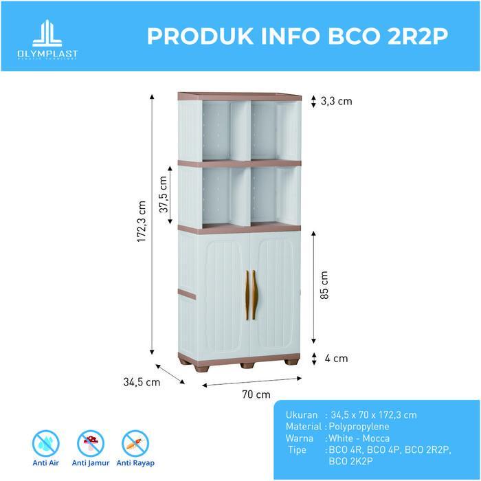 Olymplast BCO 2R2P / Lemari Serbaguna Plastik / Lemari Pakaian / Lemari Hias