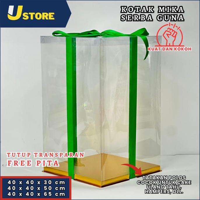 Cake Box Mika Dus Kue Kotak Kue 40x40 cm Box Jumbo Kotak Hantaran Kotak Kado Tutup Warna dan Transpa