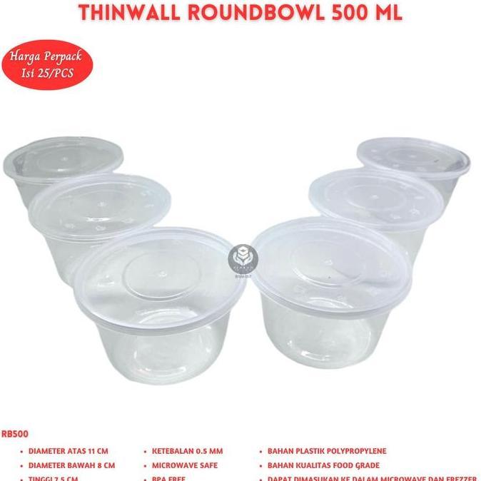 Thinwall Roundbowl 500 Ml Food Container (25 Pcs-RB500)