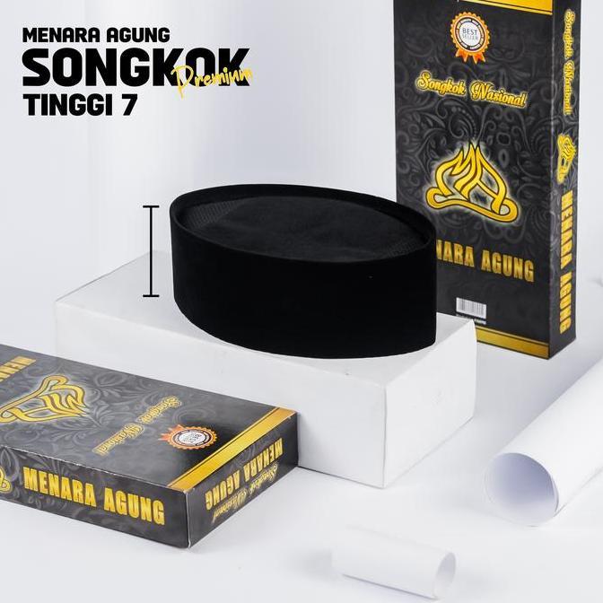 Termurah / Hot Sale Peci Songkok Hitam Ac Tinggi Pendek 7,8 ,9 Cm Bahan Beludru Premium Ukuran Anak 