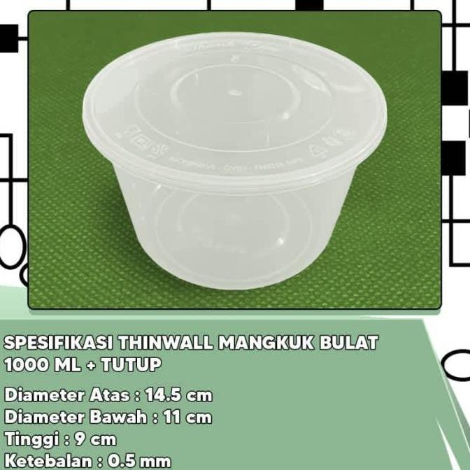 Thinwall Bulat 1000 ml Mangkok - Roundbowl 1000ml-Mangkok Bulat 1000