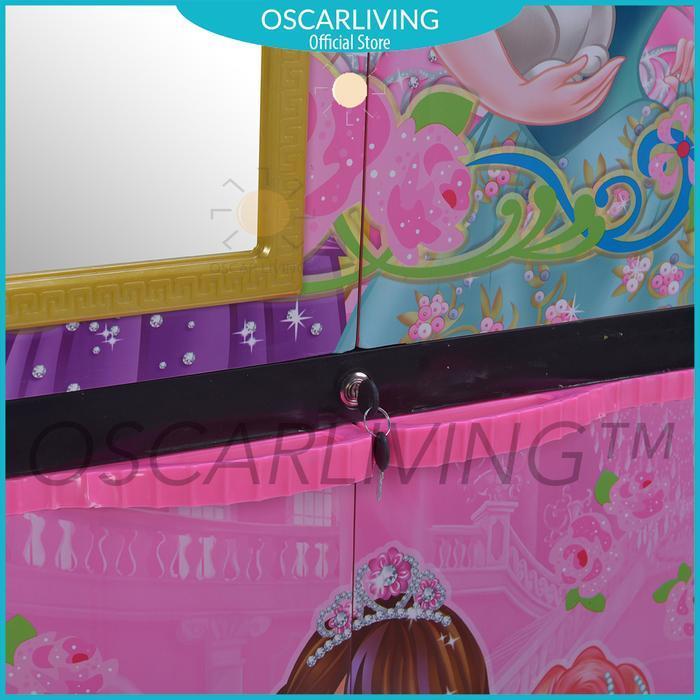 Sinbak Lemari Plastik + KACA Motif PRINCESS/Lemari Pakaian Multifungsi