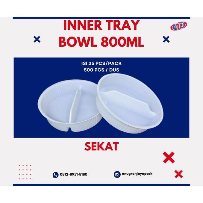 Inner Tray Paper Bowl 800 ML / Plastik Tray Paper Bowl 800 ML Putih