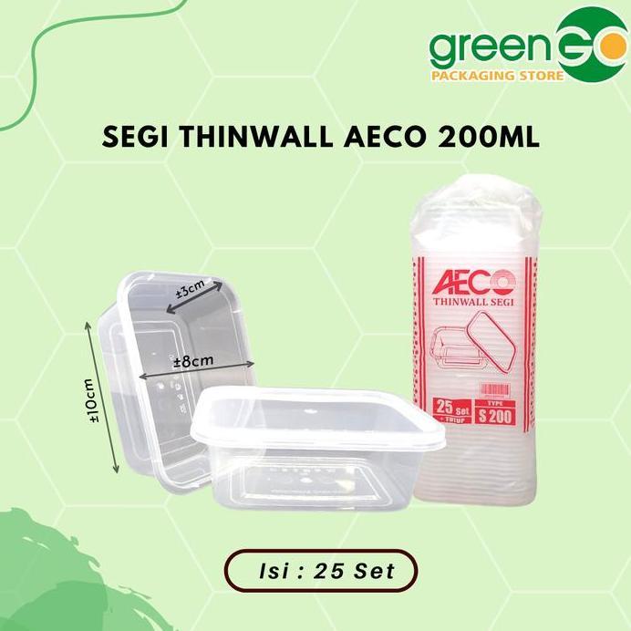THINWALL SEGI AECO 200ML 25 SET TUTUP THINWALL KOTAK KECIL BENING