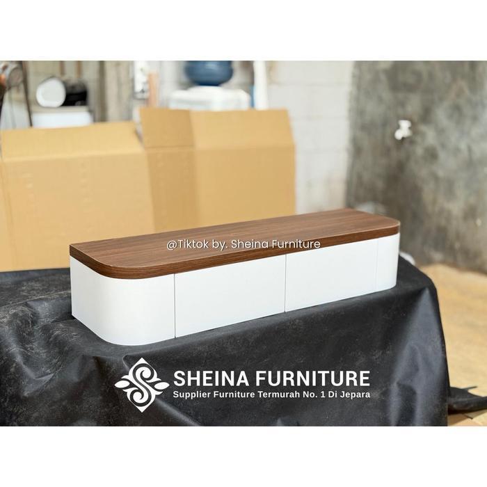 Meja Rias Gantung Aesthetic Minimalis Walnut Putih Floating Cabinet Modern