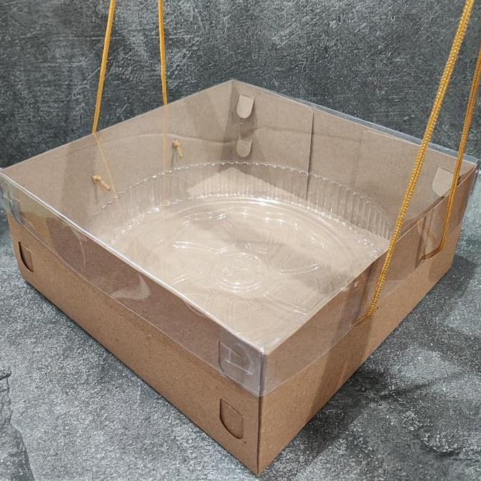 Dus Tenteng Kraft Mika 25x25x10 isi 10 pcs / Box Catering Puding Hampers