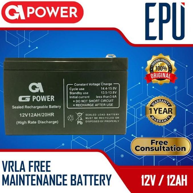 Comcom- Aki Ups Gpower 12V - 12Ah (Garansi Resmi). Battery Ups / Baterai Ups