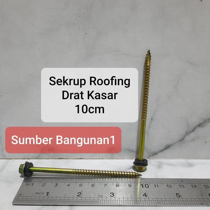 Nutbolt- Skrup Roofing Kayu Drat Kasar 10Cm // (10 Pcs) Sekrup Roofing Kayu