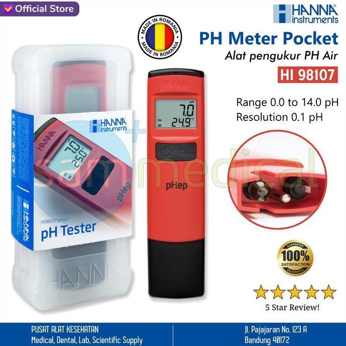 Hanna PH Meter pocket / Alat Cek PH Air HI 98107