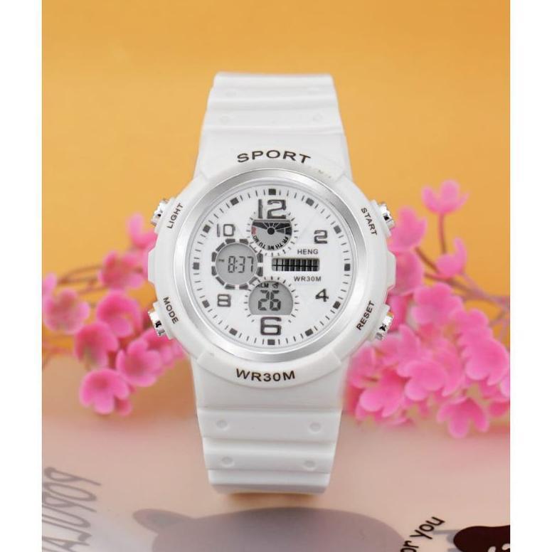 hemat (cod)jam tangan wanita sport digital wr30m strap rubber(dikirim jakarta)