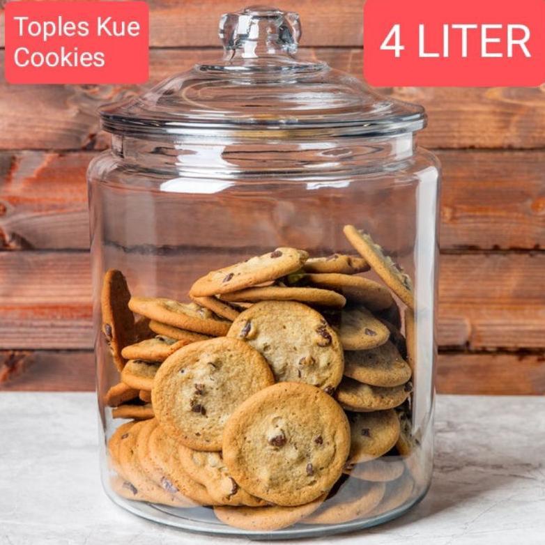 Toples Kaca Jumbo 4 Liter Tutup Karet Kedap Udara