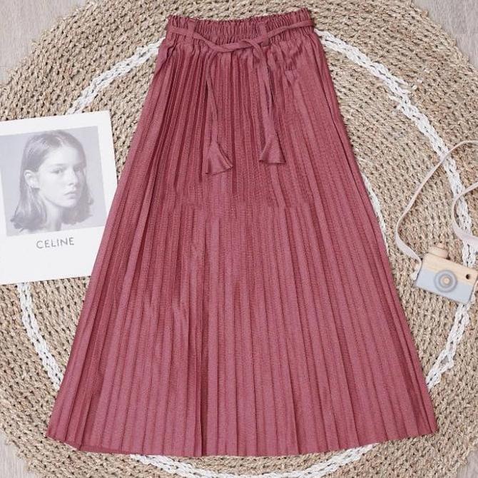 OOTD Rok Plisket Anak Tanggung S, M, L, XL 4-10 Tahun Kualitas Import Crepe Koshibo Fashion COD OOTD