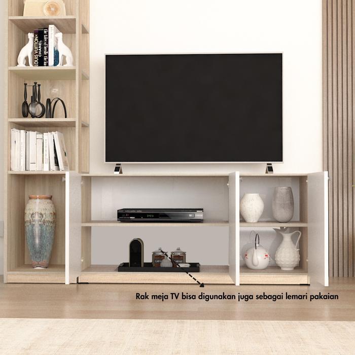 IDEA Georgia - Meja TV Kayu / Bufet TV / Rak TV / Lemari TV / Rak Buku Pajangan Tinggi Minimalis