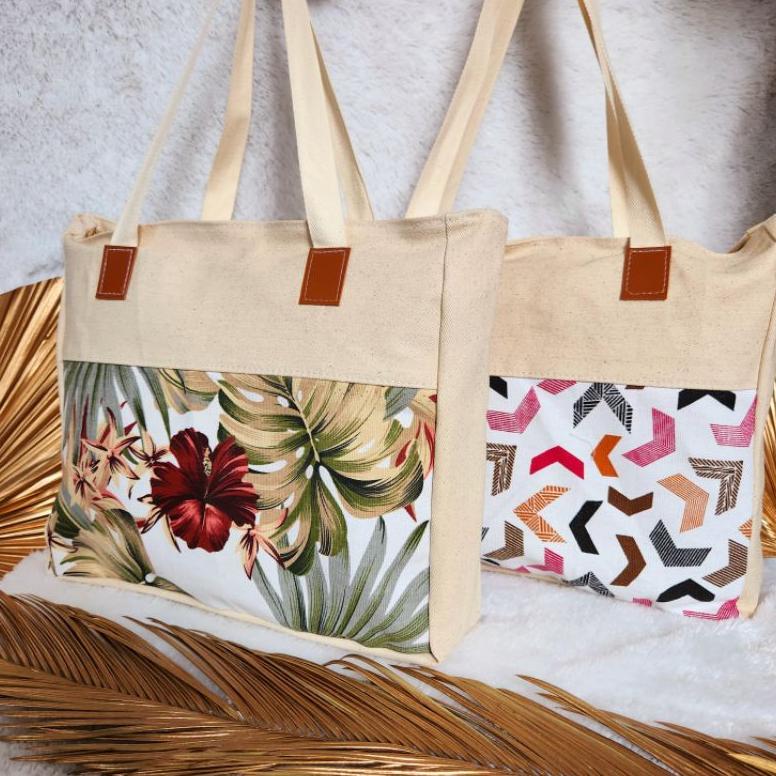 TERBARU FRESHY - Tote Bag Kanvas Wanita Resleting / Tas Tote Bag Jumbo Ghani