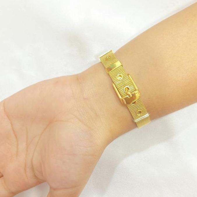 Gelang Strap Polos Titanium Warna Gold / Rose Gold Model Tali Jam