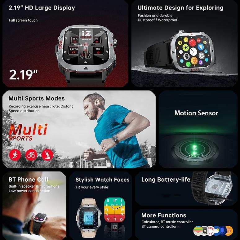 original totop smartwatch c30pro sports bluetooth smartband 2.19 inch hd screen full touch bluetooth