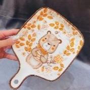 ASHOME Piring Gagang Motif Animal Cartoon Microwave Safe