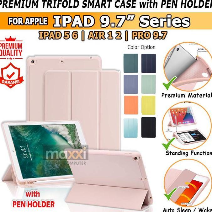 NEW IPad 6 6th Gen 2018 A1893 A1954 Flipcase Sarung Cover Case Pencil Slot