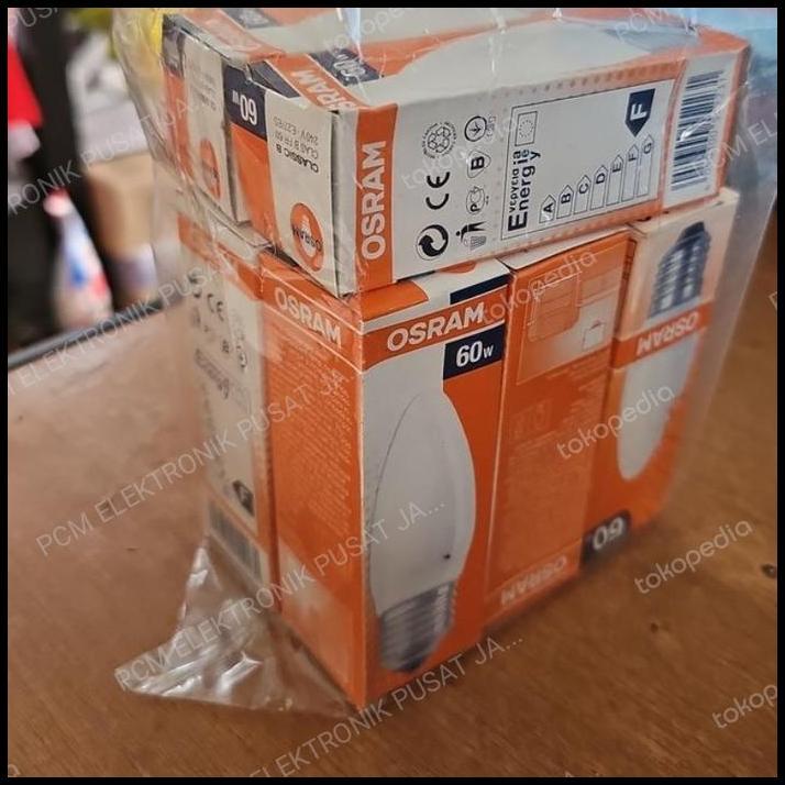 HOT DEAL 1813 LAMPU PIJAR LILIN OSRAM CANDLE 60 WATT E27 CLEAR BENING KUNING 