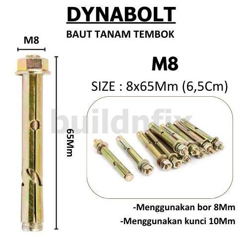 Grosir 1 Dus (250 Pcs) Ib - Dynabolt / Baut Beton / Dinabol M8 X 65Mm